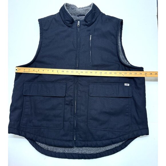 Lee Workwear Vest Mens XXL Sherpa Lined Canvas Black Full Zip Pockets - Picture 5 of 9